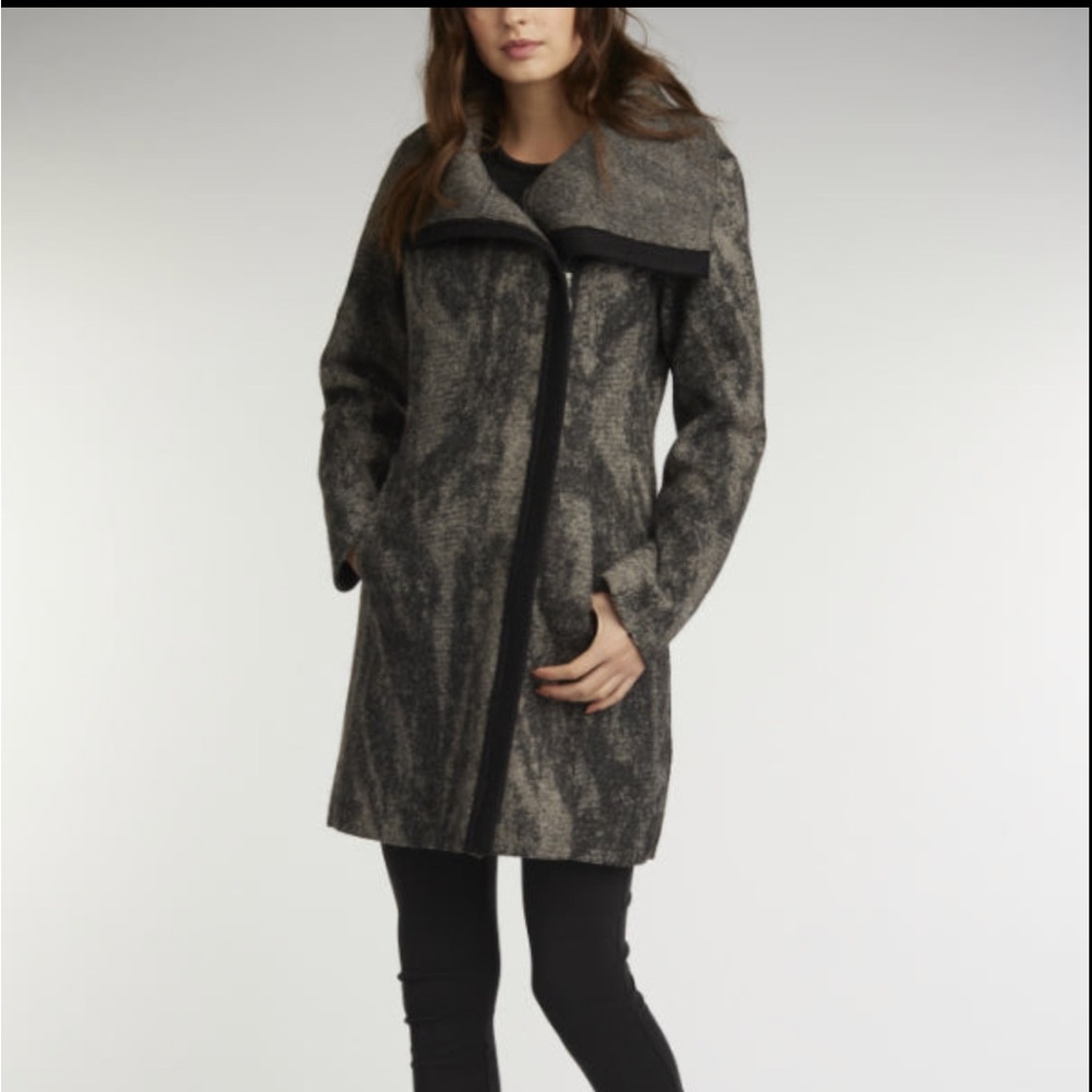 Boiled wool side zip jacket
